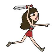 cartoon viking girl with sword N7