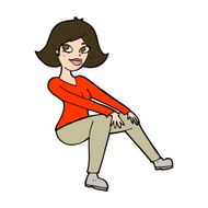 cartoon happy woman sitting N19