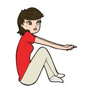 cartoon pretty girl sitting N10