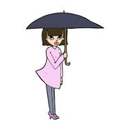 cartoon woman with umbrella N12