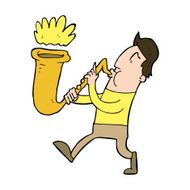 cartoon man blowing saxophone N9