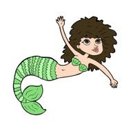 cartoon pretty mermaid waving N10