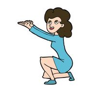cartoon woman presentation gesture N10