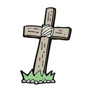 cartoon wooden cross grave N28