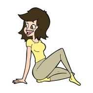 cartoon pretty woman looking happy N10