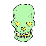 cartoon skull with love heart eyes N6