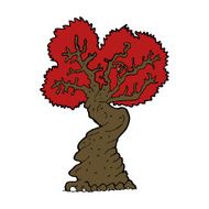 cartoon big red old tree N4