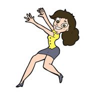 cartoon happy woman jumping N10