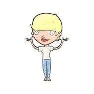 cartoon woman holding arms in air N11