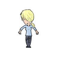 cartoon woman shrugging shoulders N479