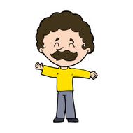 cartoon boy with mustache N10