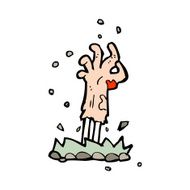 cartoon zombie hand rising from ground N10