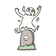 cartoon ghost rising from grave N35