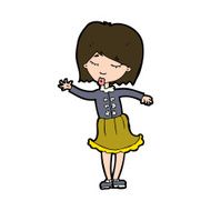cartoon waving woman N139