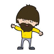 cartoon happy bearded man waving N10