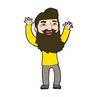 cartoon happy bearded man waving arms N10