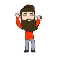 cartoon bearded man waving arms N9