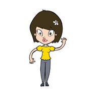 cartoon pretty woman waving N88