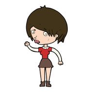 cartoon waving woman N140