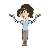 cartoon woman raising hands in air N18