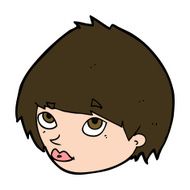 cartoon female face looking up N10