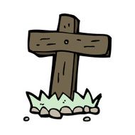 cartoon wooden cross grave N29