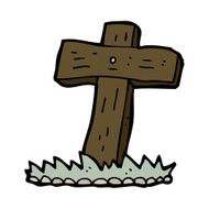 cartoon wooden cross grave N30