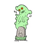 cartoon ghost rising from grave N36