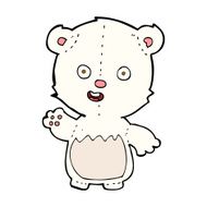 cartoon waving polar bear cub N35