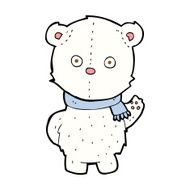 cartoon waving polar bear cub N36