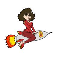 cartoon army pin up girl riding missile N8
