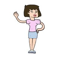 Cartoon Woman Waving N344