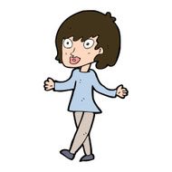cartoon woman with open arms N98