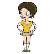 cartoon happy woman in short skirt N10