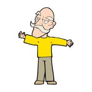 cartoon old man spreading arms wide N9