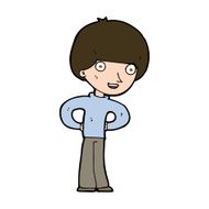 cartoon happy boy with hands on hips N9
