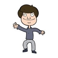 cartoon happy man waving N39