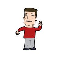 Cartoon Man Giving Peace Sign N60