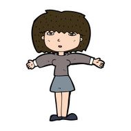 cartoon woman shrugging shoulders N485