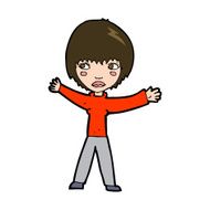 cartoon waving woman N144