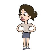 cartoon woman with hands on hips N223
