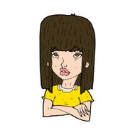 cartoon girl with folded arms N10