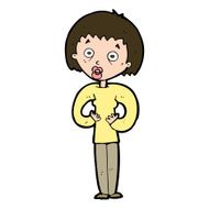cartoon woman gesturing at self N29