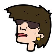 cartoon female face with glasses N10