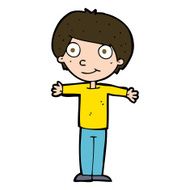 cartoon happy boy with open arms N20