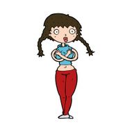 cartoon offended woman covering herself N9