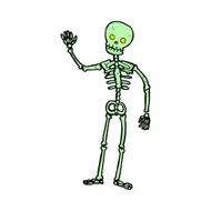cartoon waving skeleton N10