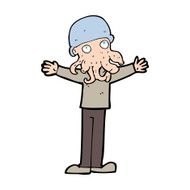 cartoon alien squid face man N10