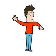 cartoon happy waving man N11