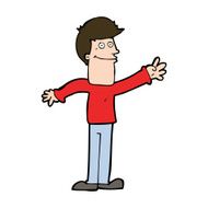 cartoon happy man waving N40